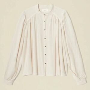 Xirena Florie Long Sleeve Shirred Button-Up Shirt Yarrow In cream Women's Size S